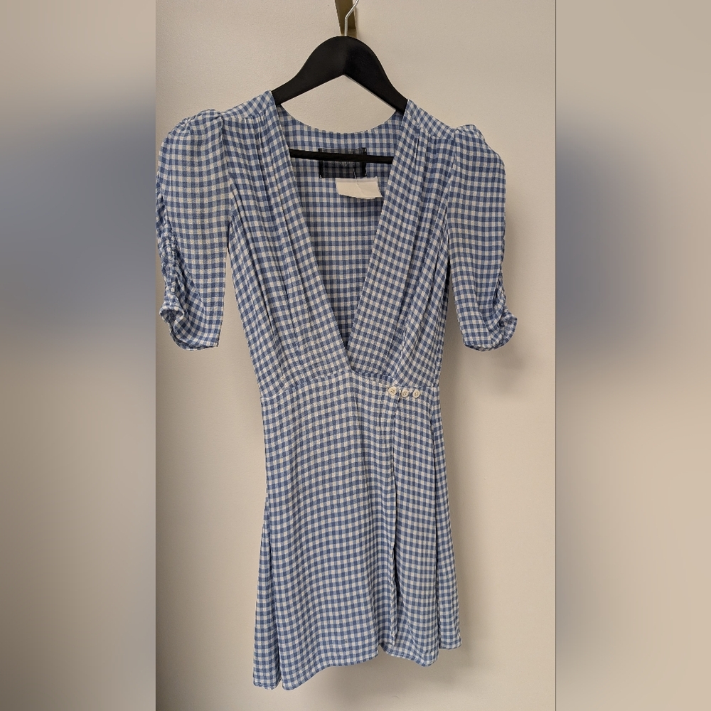 Reformation Blue Checkered Mini Dress